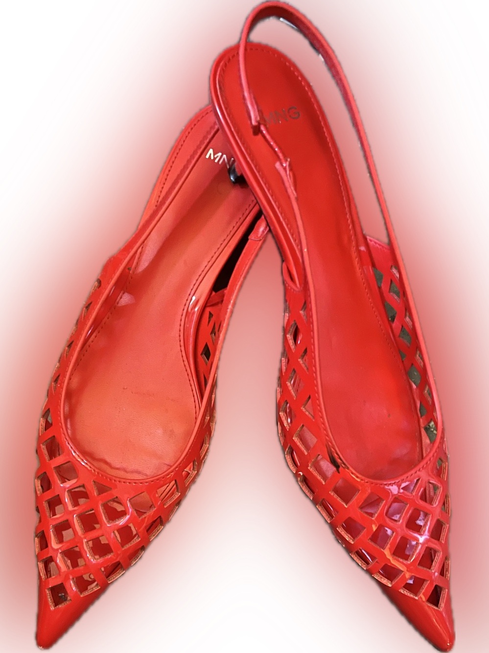 Mango Red Slingback Lattice Cutout Flats